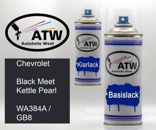 Chevrolet, Black Meet Kettle Pearl, WA384A / GB8: 400ml Sprühdose + 400ml Klarlack - Set, von ATW Autoteile West.